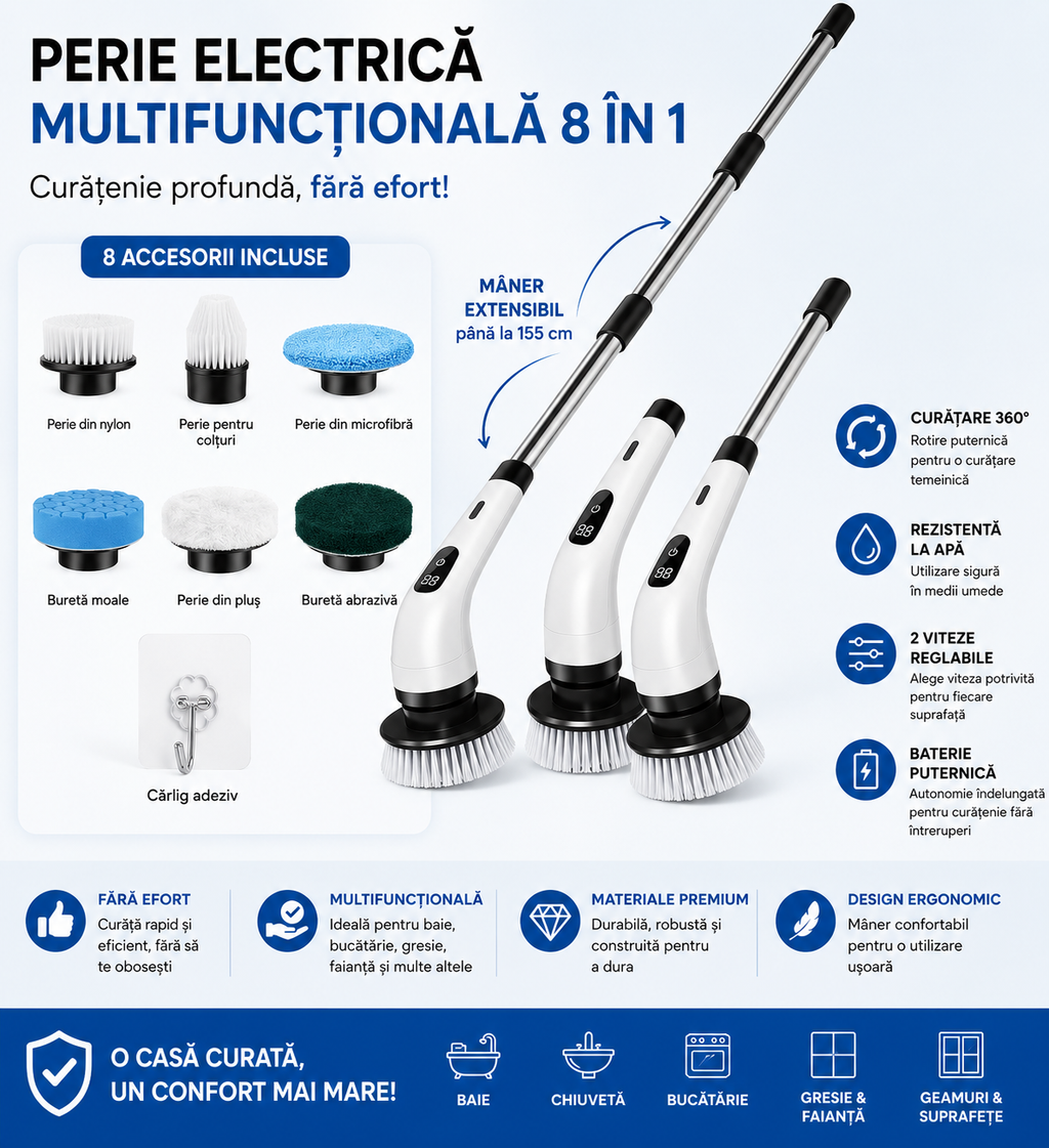 ✨ Perie Electrică de Curățare 360° – Curățenie fără Efort ✨