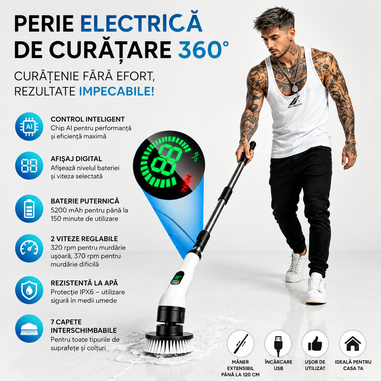 ✨ Perie Electrică de Curățare 360° – Curățenie fără Efort ✨