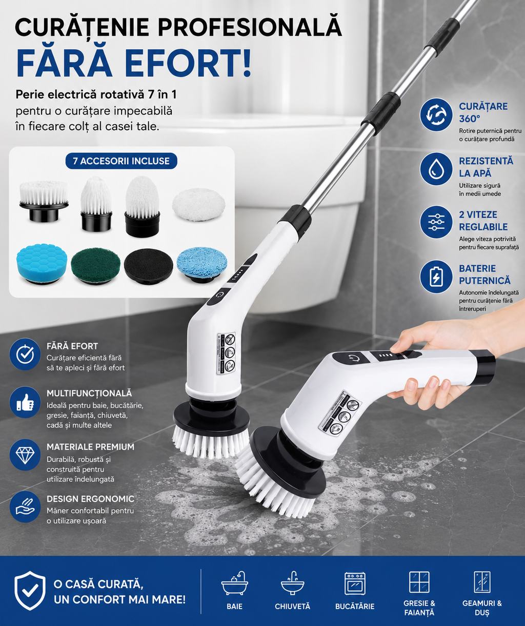 ✨ Perie Electrică de Curățare 360° – Curățenie fără Efort ✨