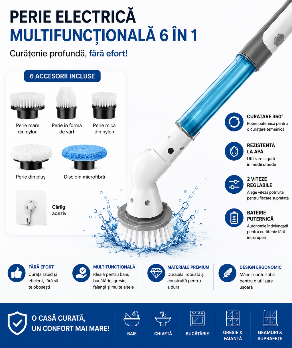 ✨ Perie Electrică de Curățare 360° – Curățenie fără Efort ✨
